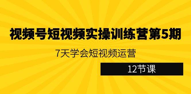 （9029期）视频号短视频实操训练营第5期：7天学会短视频运营（12节课）云深网创社聚集了最新的创业项目，副业赚钱，助力网络赚钱创业。云深网创社