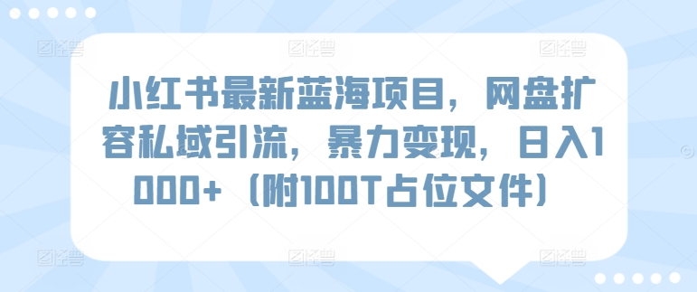 小红书最新蓝海项目，网盘扩容私域引流，暴力变现，日入1000+（附100T占位文件）【揭秘】云深网创社聚集了最新的创业项目，副业赚钱，助力网络赚钱创业。云深网创社