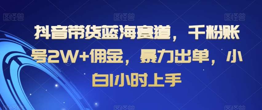 抖音带货蓝海赛道，千粉账号2W+佣金，暴力出单，小白1小时上手【揭秘】云深网创社聚集了最新的创业项目，副业赚钱，助力网络赚钱创业。云深网创社