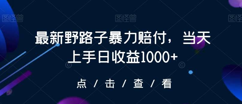 最新野路子暴力赔付，当天上手日收益1000+【仅揭秘】云深网创社聚集了最新的创业项目，副业赚钱，助力网络赚钱创业。云深网创社