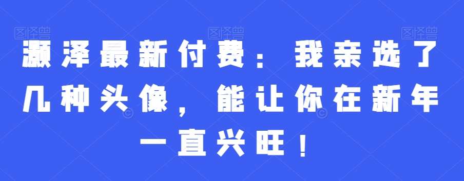 灏泽最新付费：我亲选了几种头像，能让你在新年一直兴旺！云深网创社聚集了最新的创业项目，副业赚钱，助力网络赚钱创业。云深网创社