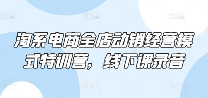 淘系电商全店动销经营模式特训营，线下课录音云深网创社聚集了最新的创业项目，副业赚钱，助力网络赚钱创业。云深网创社