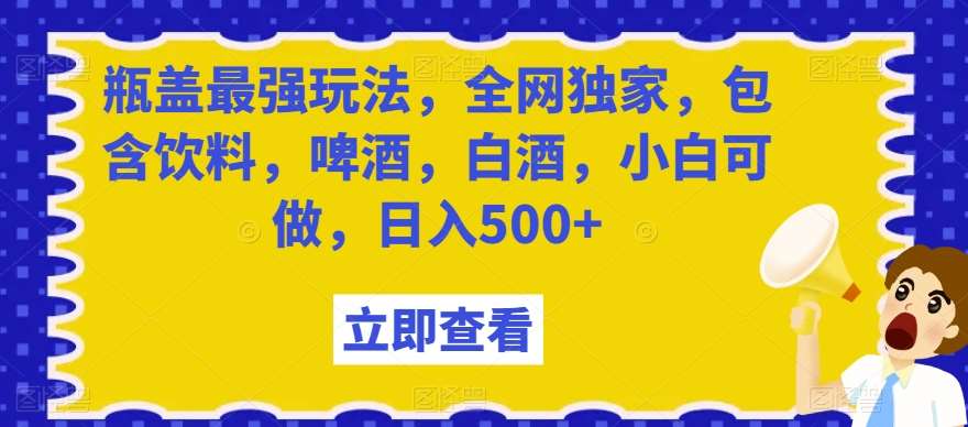 瓶盖最强玩法，全网独家，包含饮料，啤酒，白酒，小白可做，日入500+【揭秘】云深网创社聚集了最新的创业项目，副业赚钱，助力网络赚钱创业。云深网创社