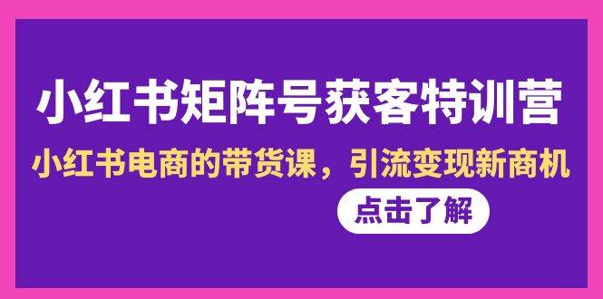 （8909期）小红书-矩阵号获客特训营-第10期，小红书电商的带货课，引流变现新商机云深网创社聚集了最新的创业项目，副业赚钱，助力网络赚钱创业。云深网创社