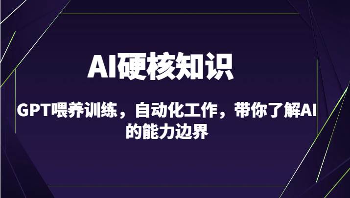 AI硬核知识-GPT喂养训练，自动化工作，带你了解AI的能力边界（10节课）云深网创社聚集了最新的创业项目，副业赚钱，助力网络赚钱创业。云深网创社