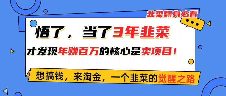 （10759期）悟了，当了3年韭菜，才发现网赚圈年赚100万的核心是卖项目，含泪分享！云深网创社聚集了最新的创业项目，副业赚钱，助力网络赚钱创业。云深网创社