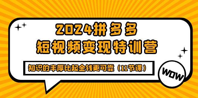 （9817期）2024拼多多短视频变现特训营，知识的丰厚比起金钱更可靠（11节课）云深网创社聚集了最新的创业项目，副业赚钱，助力网络赚钱创业。云深网创社