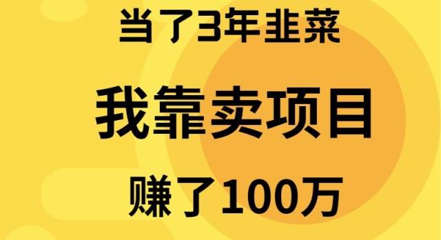 （9100期）当了3年韭菜，我靠卖项目赚了100万云深网创社聚集了最新的创业项目，副业赚钱，助力网络赚钱创业。云深网创社