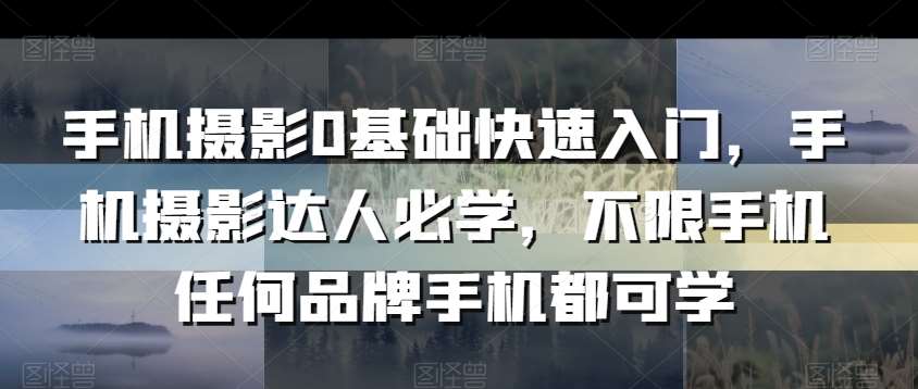 手机摄影0基础快速入门，手机摄影达人必学，不限手机任何品牌手机都可学云深网创社聚集了最新的创业项目，副业赚钱，助力网络赚钱创业。云深网创社