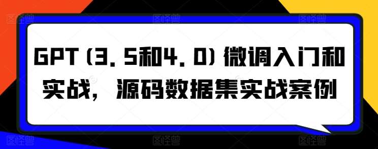 GPT(3.5和4.0)微调入门和实战，源码数据集实战案例云深网创社聚集了最新的创业项目，副业赚钱，助力网络赚钱创业。云深网创社