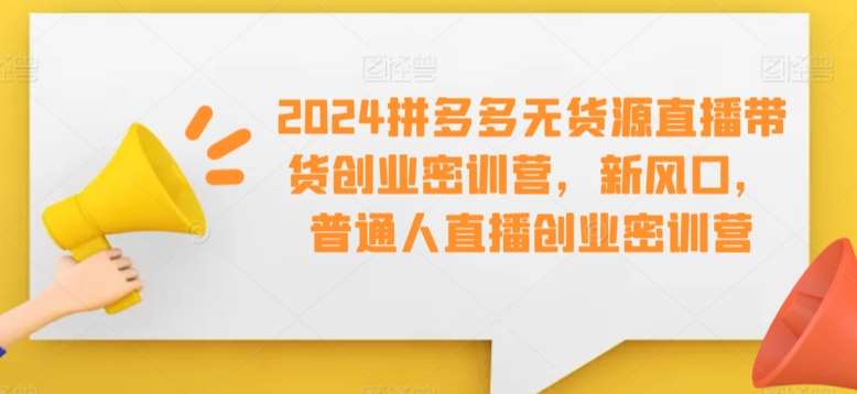 2024拼多多无货源直播带货创业密训营，新风口，普通人直播创业密训营云深网创社聚集了最新的创业项目，副业赚钱，助力网络赚钱创业。云深网创社