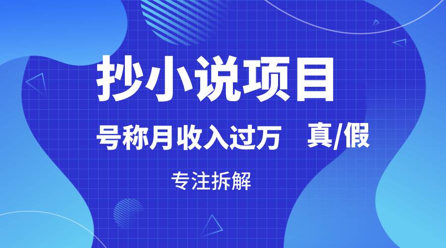 抄小说项目，号称月入过万，到底是否真实，能不能做，详细拆解云深网创社聚集了最新的创业项目，副业赚钱，助力网络赚钱创业。云深网创社