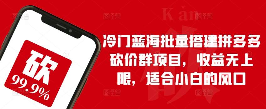 冷门蓝海批量搭建拼多多砍价群项目，收益无上限，适合小白的风口【揭秘】云深网创社聚集了最新的创业项目，副业赚钱，助力网络赚钱创业。云深网创社