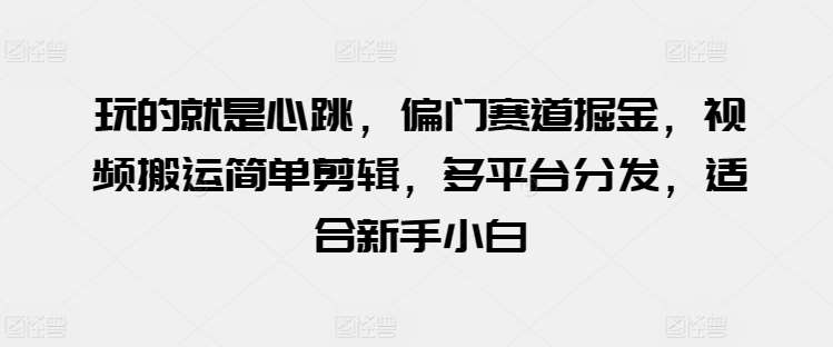 玩的就是心跳，偏门赛道掘金，视频搬运简单剪辑，多平台分发，适合新手小白【揭秘】云深网创社聚集了最新的创业项目，副业赚钱，助力网络赚钱创业。云深网创社