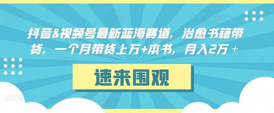 抖音&视频号最新蓝海赛道，治愈书籍带货，一个月带货上万+本书，月入2万＋【揭秘】云深网创社聚集了最新的创业项目，副业赚钱，助力网络赚钱创业。云深网创社