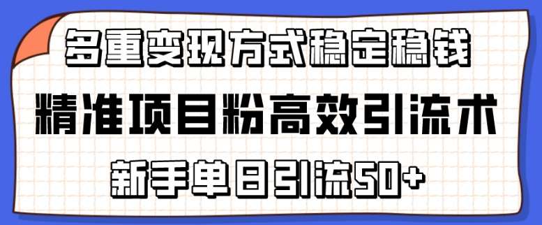 精准项目粉高效引流术，新手单日引流50+，多重变现方式稳定赚钱【揭秘】云深网创社聚集了最新的创业项目，副业赚钱，助力网络赚钱创业。云深网创社