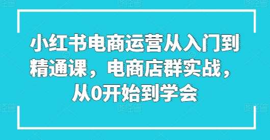 小红书电商运营从入门到精通课，电商店群实战，从0开始到学会云深网创社聚集了最新的创业项目，副业赚钱，助力网络赚钱创业。云深网创社