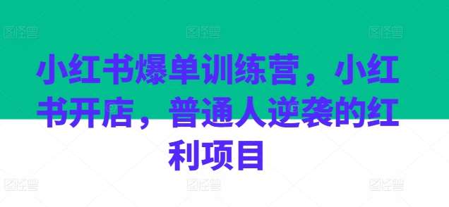 小红书爆单训练营，小红书开店，普通人逆袭的红利项目云深网创社聚集了最新的创业项目，副业赚钱，助力网络赚钱创业。云深网创社