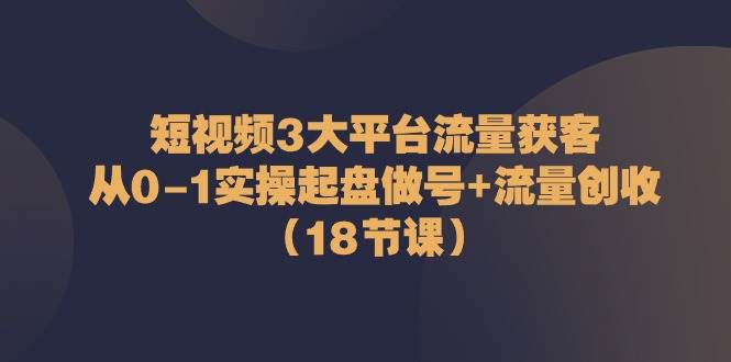 短视频3大平台流量获客：从0-1实操起盘做号+流量创收（18节课）云深网创社聚集了最新的创业项目，副业赚钱，助力网络赚钱创业。云深网创社