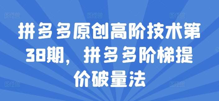 拼多多原创高阶技术第38期，拼多多阶梯提价破量法云深网创社聚集了最新的创业项目，副业赚钱，助力网络赚钱创业。云深网创社