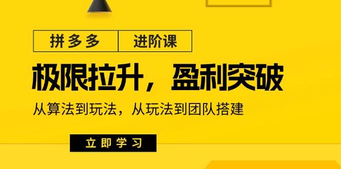 （11435期）拼多多·进阶课：极限拉升/盈利突破：从算法到玩法 从玩法到团队搭建-18节云深网创社聚集了最新的创业项目，副业赚钱，助力网络赚钱创业。云深网创社