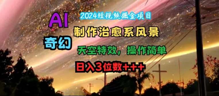 2024短视频掘金项目，AI制作治愈系风景，奇幻天空特效，操作简单，日入3位数【揭秘】云深网创社聚集了最新的创业项目，副业赚钱，助力网络赚钱创业。云深网创社