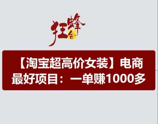 淘宝超高价女装项目，电商最好赛道，一单赚1000多云深网创社聚集了最新的创业项目，副业赚钱，助力网络赚钱创业。云深网创社