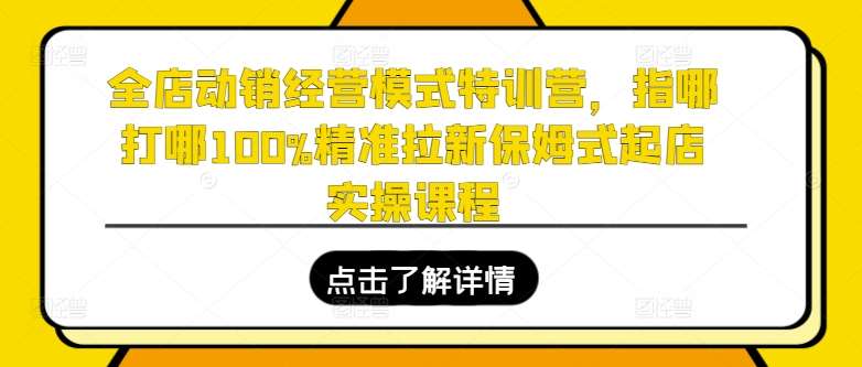 全店动销经营模式特训营，指哪打哪100%精准拉新保姆式起店实操课程云深网创社聚集了最新的创业项目，副业赚钱，助力网络赚钱创业。云深网创社