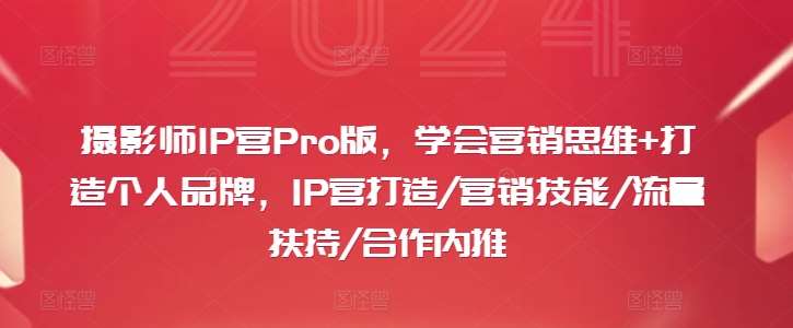 摄影师IP营Pro版，学会营销思维+打造个人品牌，IP营打造/营销技能/流量扶持/合作内推云深网创社聚集了最新的创业项目，副业赚钱，助力网络赚钱创业。云深网创社