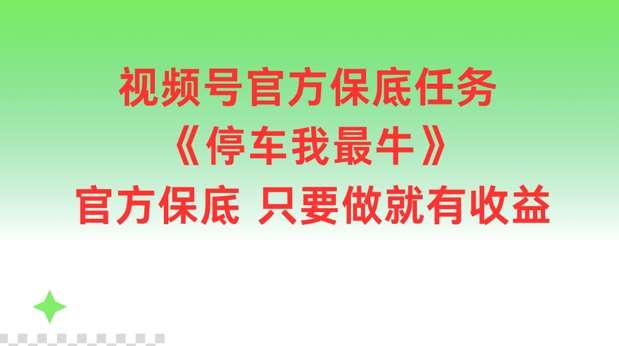 视频号官方保底任务，停车我最牛，官方保底只要做就有收益【揭秘】云深网创社聚集了最新的创业项目，副业赚钱，助力网络赚钱创业。云深网创社