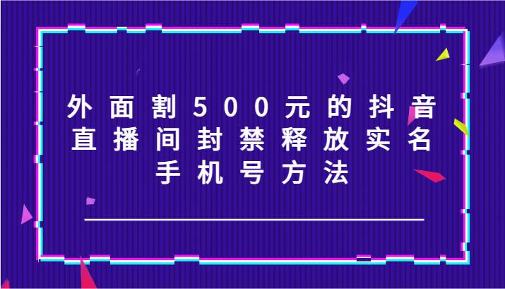 外面割500元的抖音直播间封禁释放实名/手机号方法！云深网创社聚集了最新的创业项目，副业赚钱，助力网络赚钱创业。云深网创社