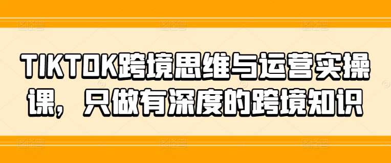 TIKTOK跨境思维与运营实操课，只做有深度的跨境知识云深网创社聚集了最新的创业项目，副业赚钱，助力网络赚钱创业。云深网创社