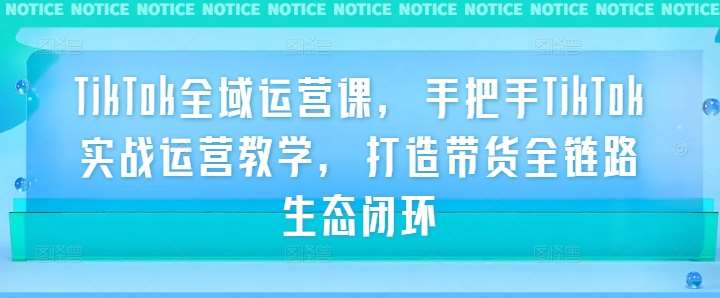 TikTok全域运营课，手把手TikTok实战运营教学，打造带货全链路生态闭环云深网创社聚集了最新的创业项目，副业赚钱，助力网络赚钱创业。云深网创社