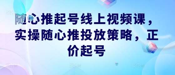 随心推起号线上视频课，实操随心推投放策略，正价起号云深网创社聚集了最新的创业项目，副业赚钱，助力网络赚钱创业。云深网创社