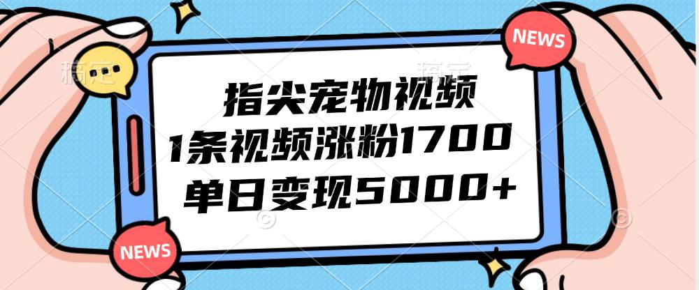 （12549期）指尖宠物视频，1条视频涨粉1700，单日变现5000+云深网创社聚集了最新的创业项目，副业赚钱，助力网络赚钱创业。云深网创社