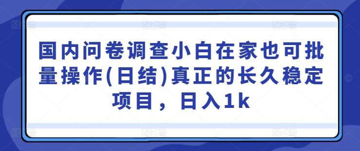 国内问卷调查小白在家也可批量操作(日结)真正的长久稳定项目，日入1k【揭秘】云深网创社聚集了最新的创业项目，副业赚钱，助力网络赚钱创业。云深网创社