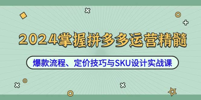 （12703期）2024掌握拼多多运营精髓：爆款流程、定价技巧与SKU设计实战课云深网创社聚集了最新的创业项目，副业赚钱，助力网络赚钱创业。云深网创社