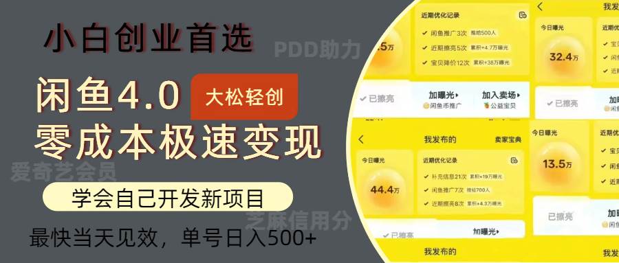 （12434期）闲鱼0成本极速变现项目，多种变现方式 单号日入500+最新玩法云深网创社聚集了最新的创业项目，副业赚钱，助力网络赚钱创业。云深网创社