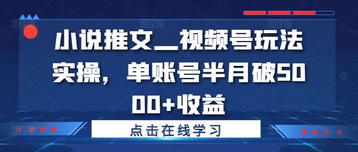 小说推文—视频号玩法实操，单账号半月破5000+收益云深网创社聚集了最新的创业项目，副业赚钱，助力网络赚钱创业。云深网创社