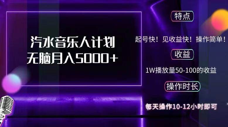 （12429期）抖音汽水音乐人计划无脑月入5000+云深网创社聚集了最新的创业项目，副业赚钱，助力网络赚钱创业。云深网创社