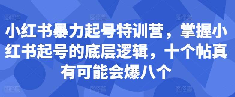 小红书暴力起号特训营，掌握小红书起号的底层逻辑，十个帖真有可能会爆八个云深网创社聚集了最新的创业项目，副业赚钱，助力网络赚钱创业。云深网创社