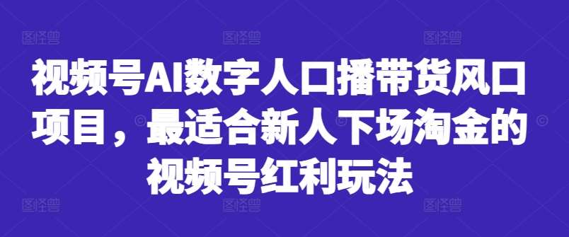 视频号AI数字人口播带货风口项目，最适合新人下场淘金的视频号红利玩法云深网创社聚集了最新的创业项目，副业赚钱，助力网络赚钱创业。云深网创社