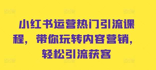 小红书运营热门引流课程，带你玩转内容营销，轻松引流获客云深网创社聚集了最新的创业项目，副业赚钱，助力网络赚钱创业。云深网创社