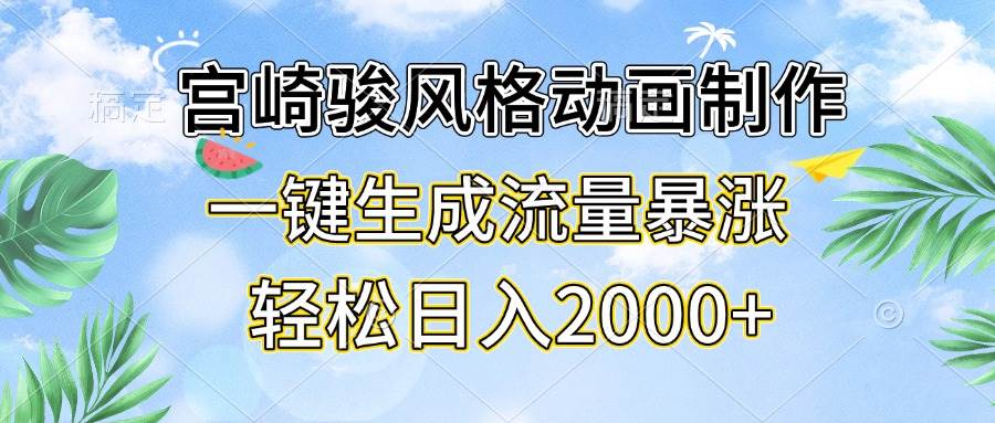 （13386期）宫崎骏风格动画制作，一键生成流量暴涨，轻松日入2000+云深网创社聚集了最新的创业项目，副业赚钱，助力网络赚钱创业。云深网创社