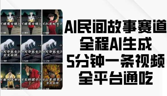 AI民间故事赛道，全程AI生成5分钟一条视频，全平台通吃云深网创社聚集了最新的创业项目，副业赚钱，助力网络赚钱创业。云深网创社