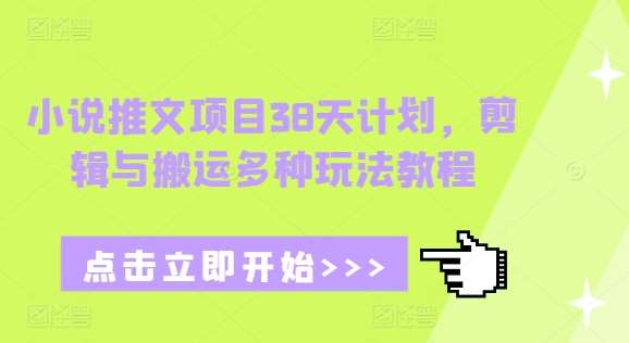 小说推文项目38天计划，剪辑与搬运多种玩法教程云深网创社聚集了最新的创业项目，副业赚钱，助力网络赚钱创业。云深网创社