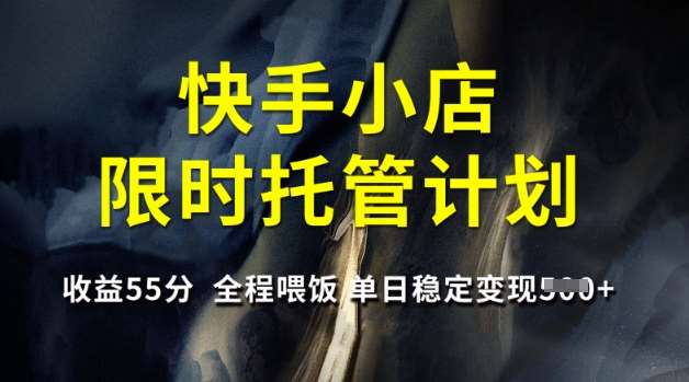 快手小店限时托管计划，收益55分，全程喂饭，单日稳定变现5张【揭秘】-云深网创社
