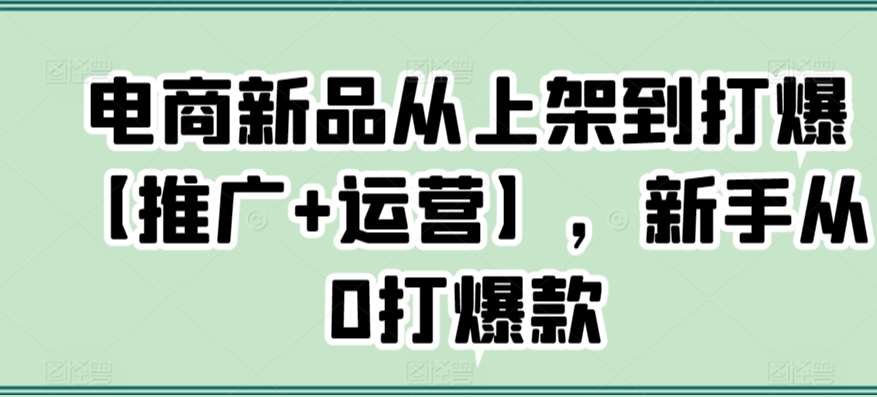 电商新品从上架到打爆【推广+运营】，新手从0打爆款-云深网创社