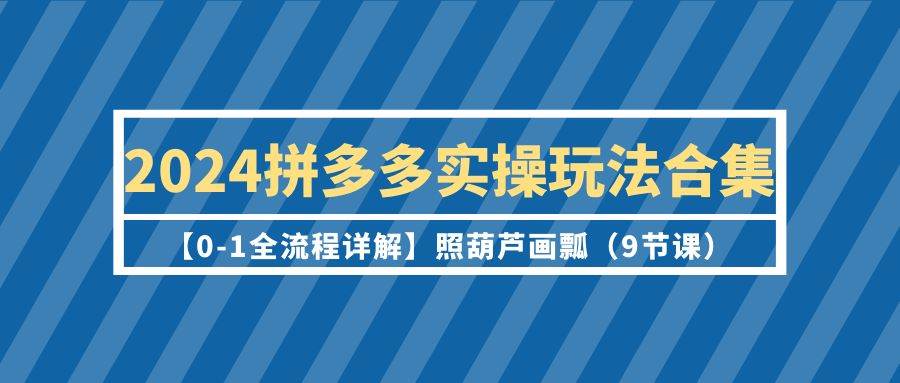 （9559期）2024拼多多实操玩法合集【0-1全流程详解】照葫芦画瓢（9节课）-云深网创社