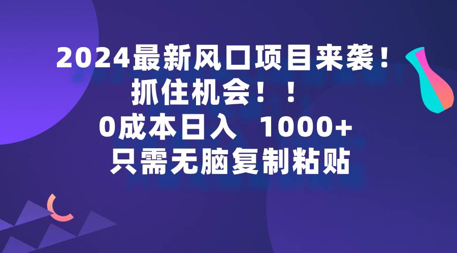 （9899期）2024最新风口项目来袭，抓住机会，0成本一部手机日入1000+，只需无脑复…-云深网创社